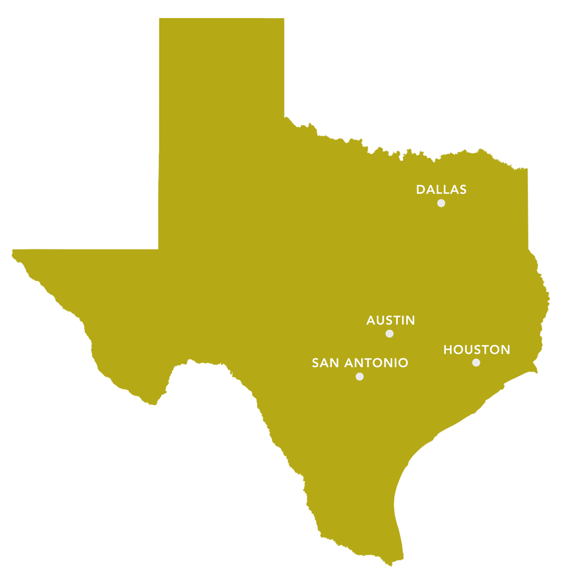Texas graph with service areas highlighted.