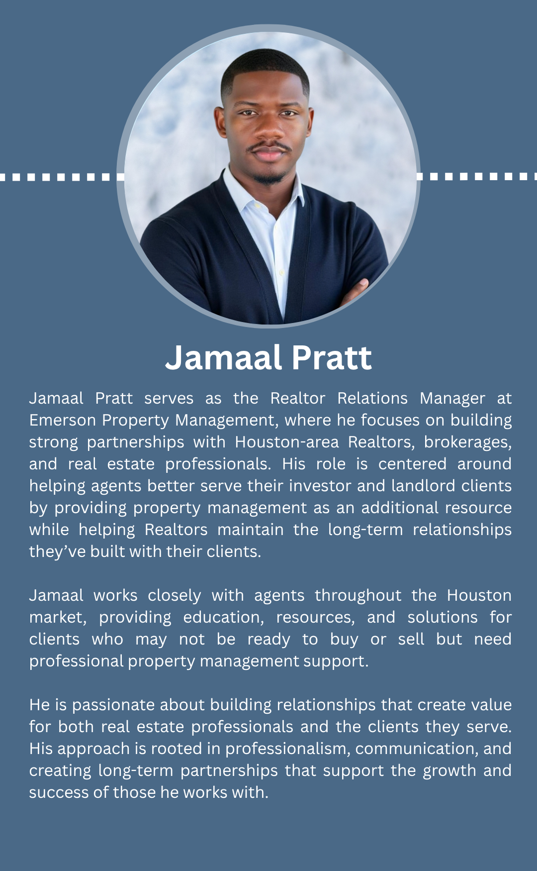 Informational graphic for guest speaker, Elissa Stone, a real estate entrepreneur, for the Houston Basics Breakfast event.